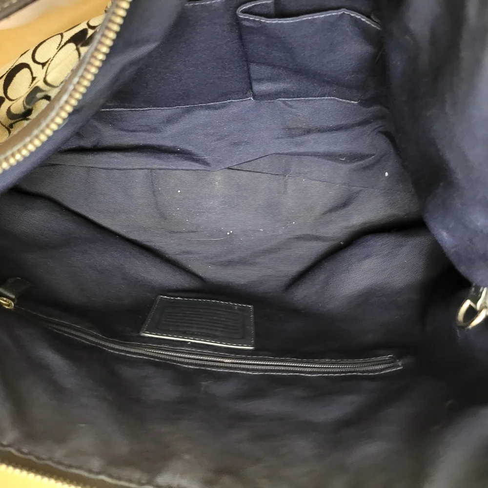 Coach Navy and Tan Signature Hobo Bag - Picture 10 of 13